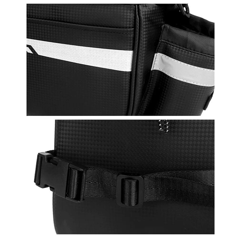 RZAHUAHU YA415 PU Leather Bike Trunk Bag MTB Rack Bag Sling Bag Handbag Shoulder Bag - Black - 7
