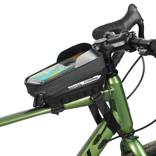 RZAHUAHU YA347-3 PU Bike Frame Bag TPU Touch Screen Cell Phone Holder Bicycle Top Tube Pouch - 1