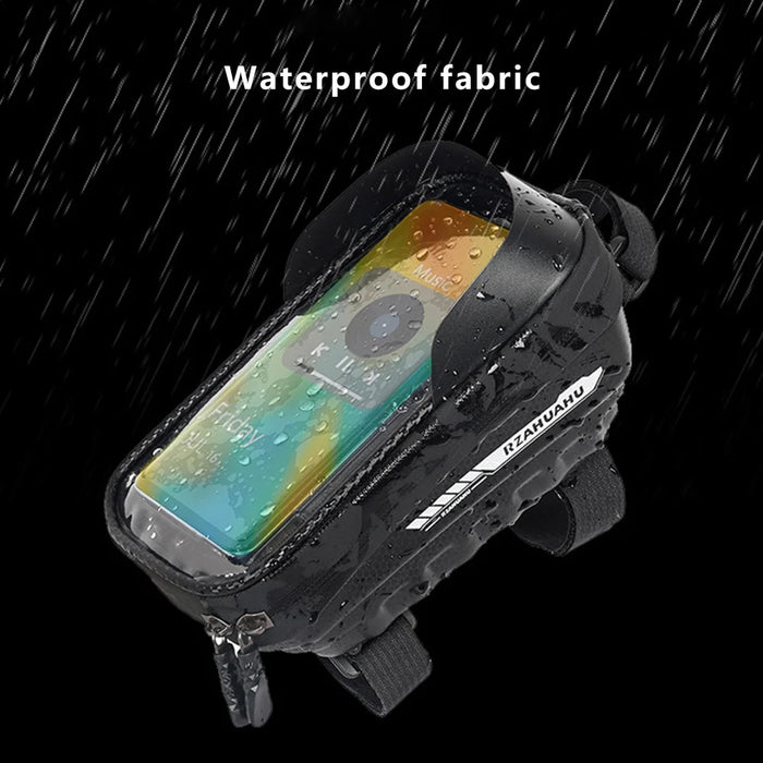 RZAHUAHU YA347-3 PU Bike Frame Bag TPU Touch Screen Cell Phone Holder Bicycle Top Tube Pouch - 4