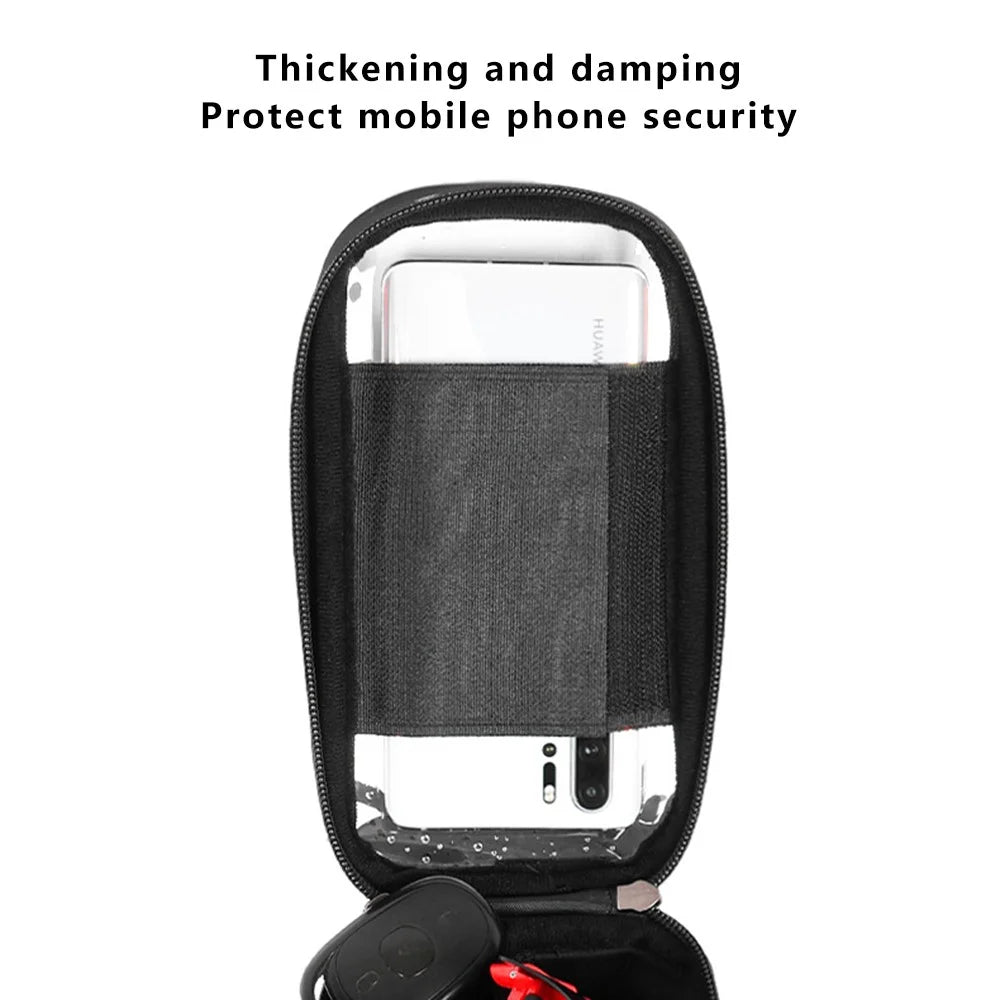 RZAHUAHU YA347-3 PU Bike Frame Bag TPU Touch Screen Cell Phone Holder Bicycle Top Tube Pouch - 6