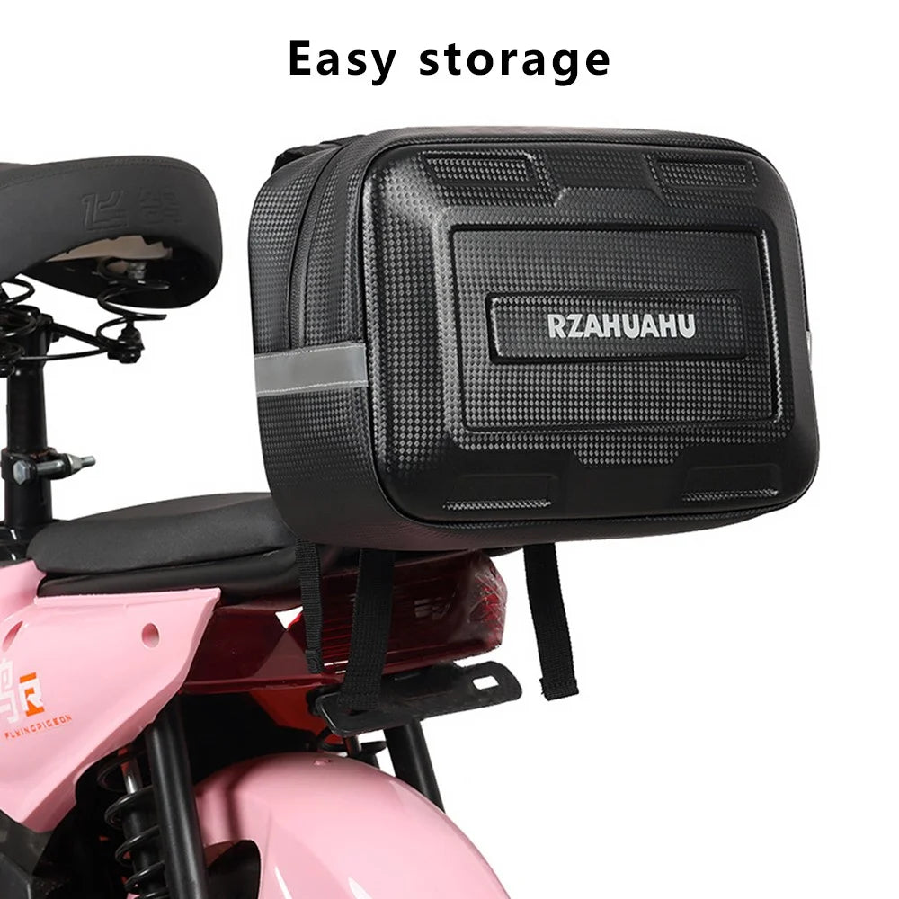 RZAHUAHU 9L Electric Bicycle PVC Leather Rear Bag Hard Shell Storage Bag, Size L - 3