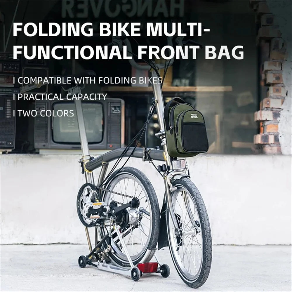 ROCKBROS W014 For Brompton Folding Bicycle Front Bag PVC Coated Mesh Fabric Storage Bag - Green - 2