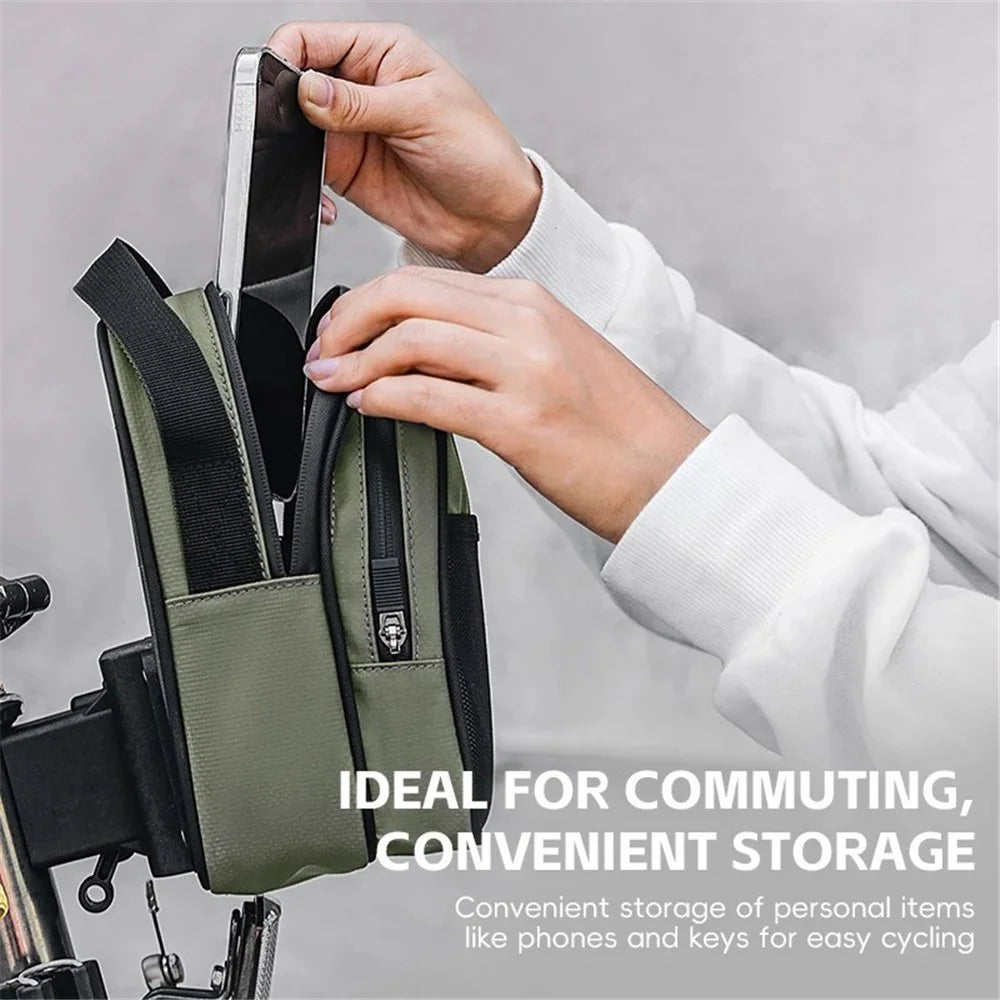 ROCKBROS W014 For Brompton Folding Bicycle Front Bag PVC Coated Mesh Fabric Storage Bag - Green - 3