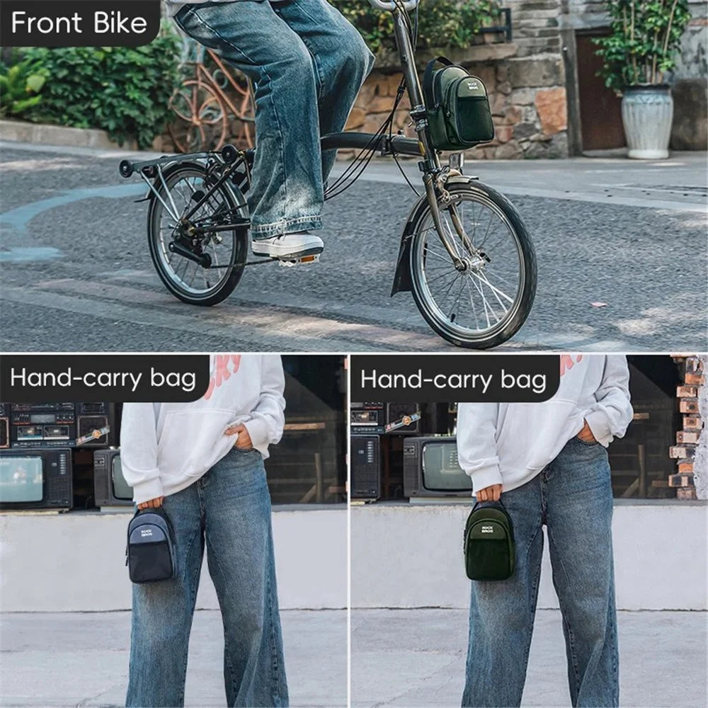 ROCKBROS W014 For Brompton Folding Bicycle Front Bag PVC Coated Mesh Fabric Storage Bag - Green - 5
