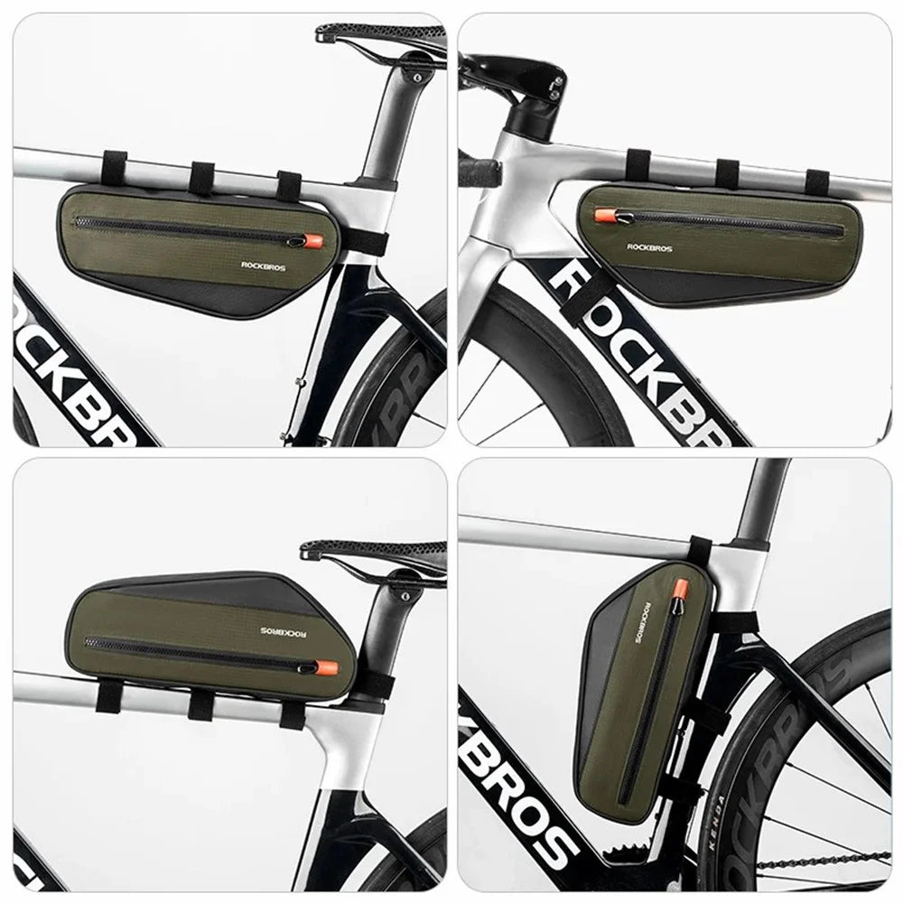 ROCKBROS 066 1.7L Cycling Reflective Polyester+PU Triangle Bicycle Top Tube Bag - 3