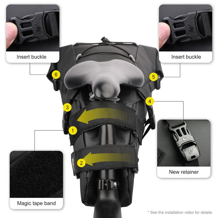 RHINOWALK RK5110 10L Bike Rear Saddle Bag PVC Polyester Waterproof Bicycle Tail Storage Bag - 7