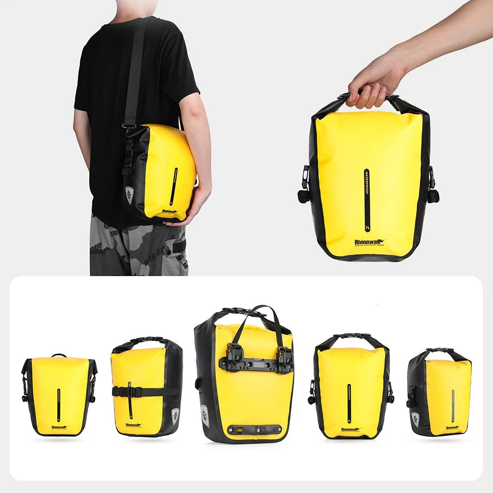 RHINOWALK RK6202 7L Bike Bag PVC+Mesh Cloth Bicycle Rear Seat Bag Saddle Bag - Yellow - 4