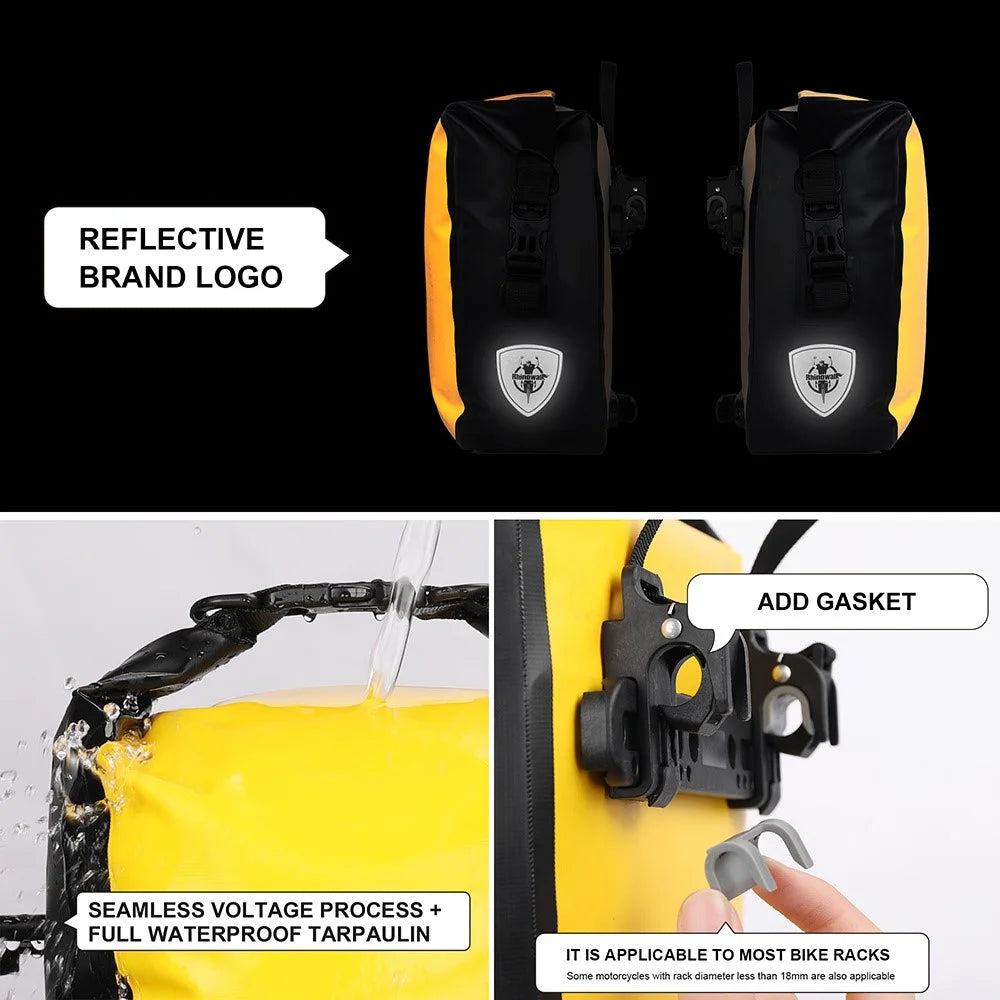 RHINOWALK RK6202 7L Bike Bag PVC+Mesh Cloth Bicycle Rear Seat Bag Saddle Bag - Yellow - 6