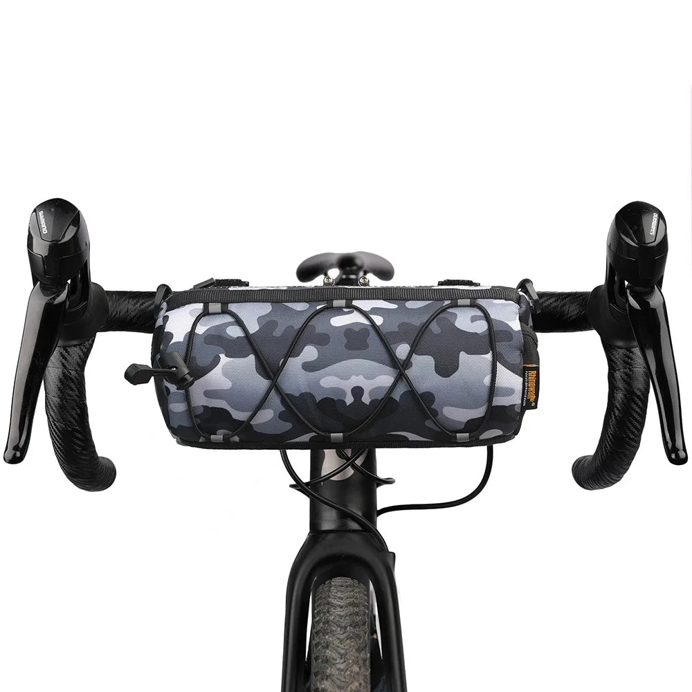RHINOWALK RK9103 Bicycle Handlebar Bag 900D Polyester Bike Front Tube Bag - Camouflage Black - 3