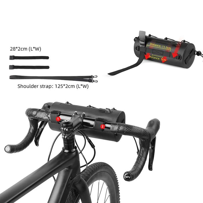 RHINOWALK RK9109 Polyester Crossbody Bag Bike Handlebar Tube Bag Cycling Pouch - Black - 5