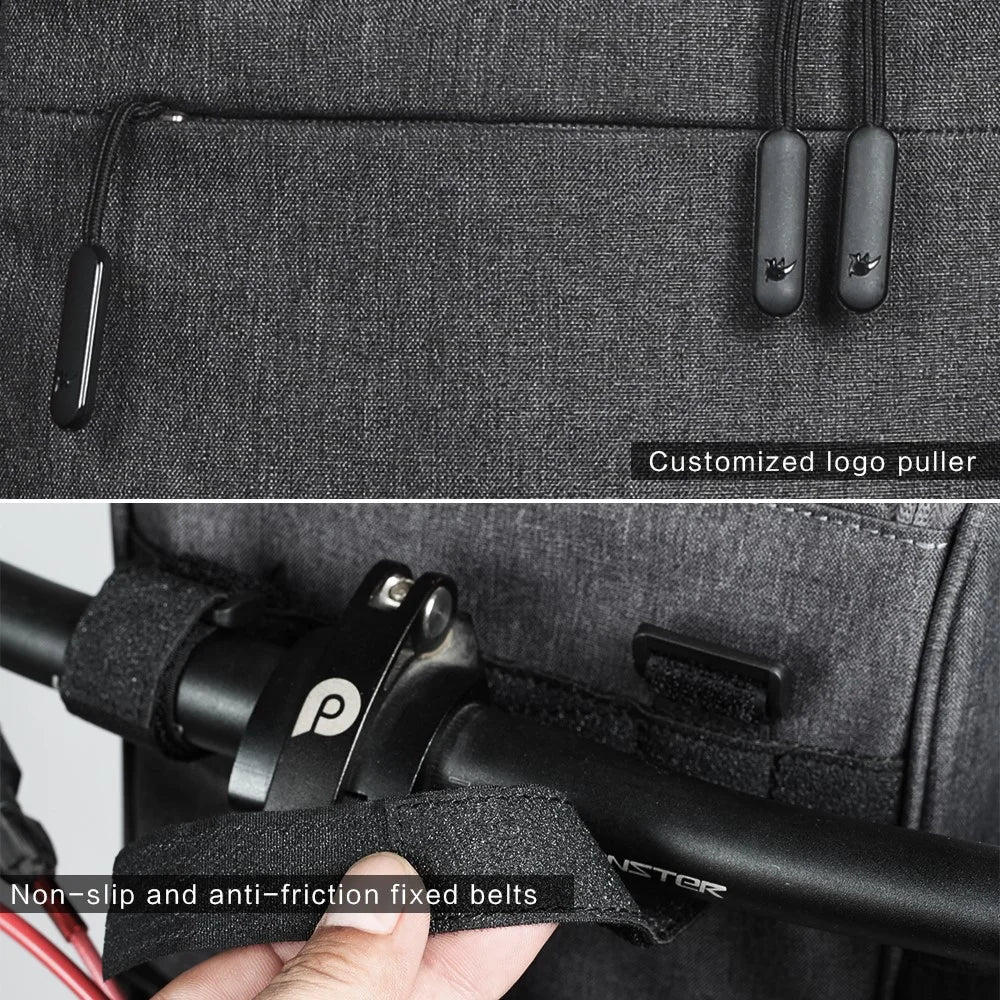 RHINOWALK RK18995 Bicycle Front Rear Rack Storage Bag Folding Bike Scooter Handlebar Hanging Bag - Grey - 5