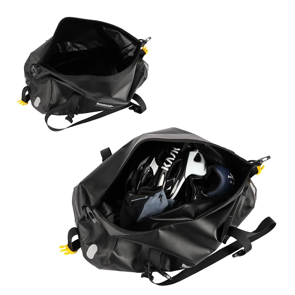 RHINOWALK 20L Waterproof PVC Bike Rear Seat Bag Large Travel Handbag Gym Bag - Black - 3