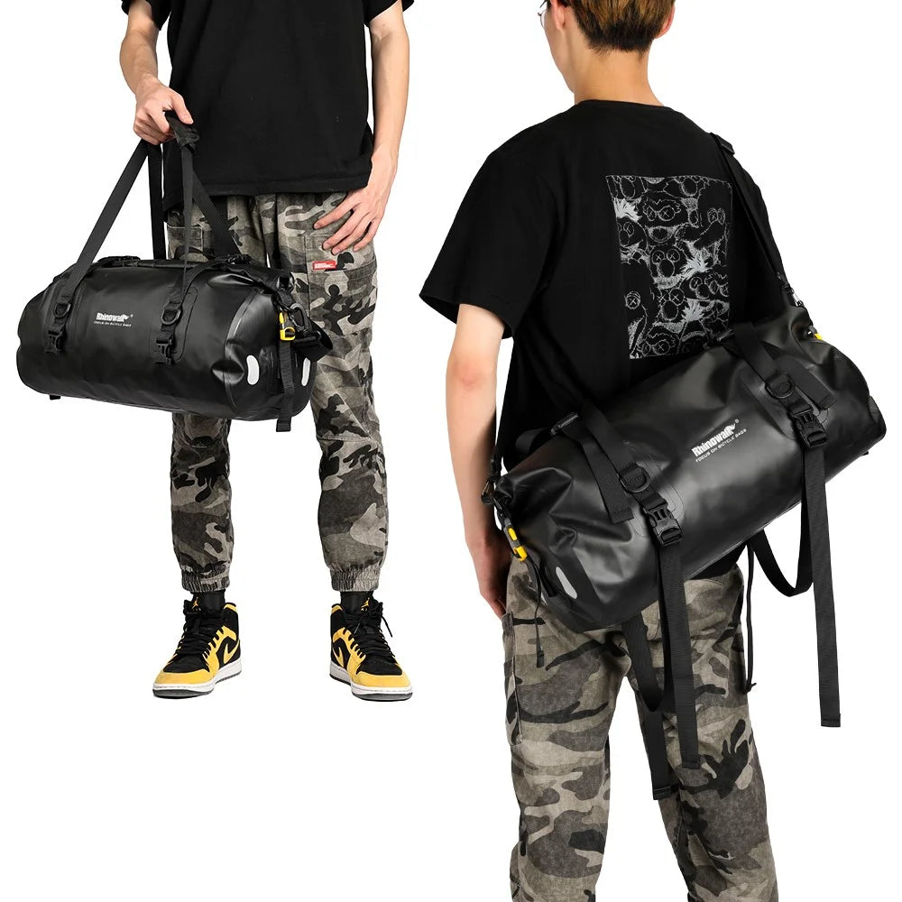 RHINOWALK 20L Waterproof PVC Bike Rear Seat Bag Large Travel Handbag Gym Bag - Black - 6