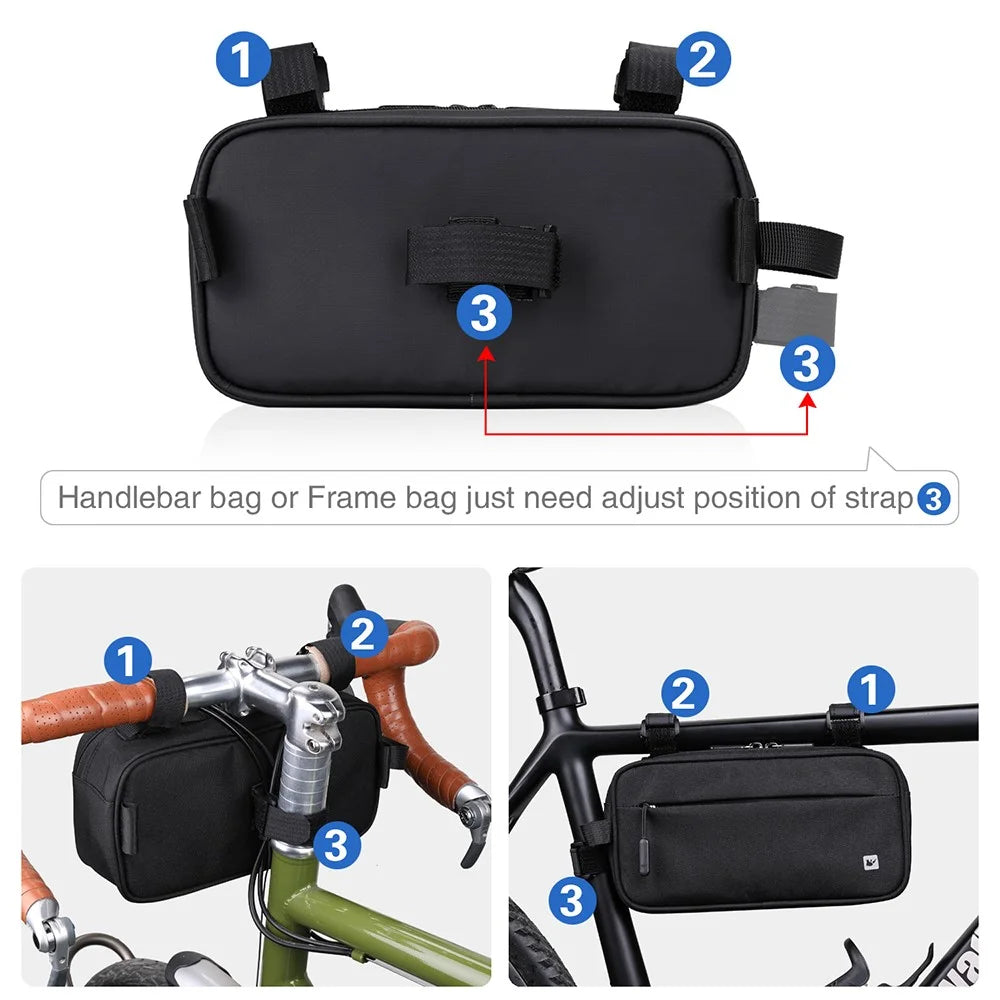 RHINOWALK X21921 Bike Front Bag Waterproof Road Bicycle Frame Bag with Shoulder Strap - Black / Standard Version - 3