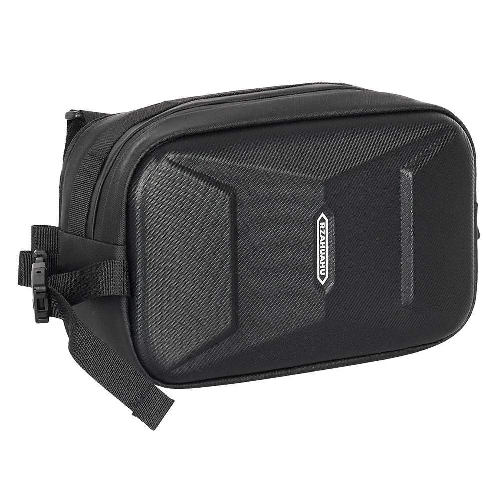 RZAHUAHU 591 3L Hard Shell Bicycle Handlebar Bag Waterproof PU Bike Front Bag - Black - 1
