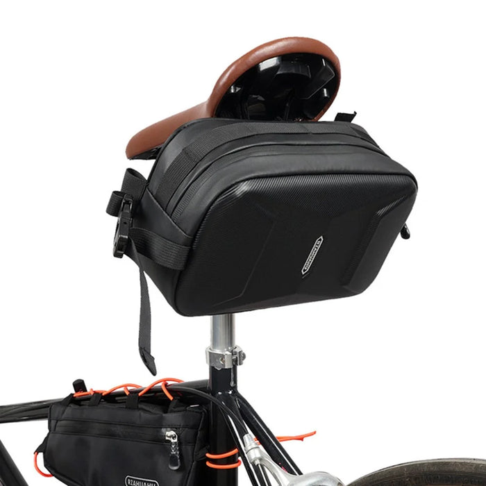 RZAHUAHU 591 3L Hard Shell Bicycle Handlebar Bag Waterproof PU Bike Front Bag - Black - 5