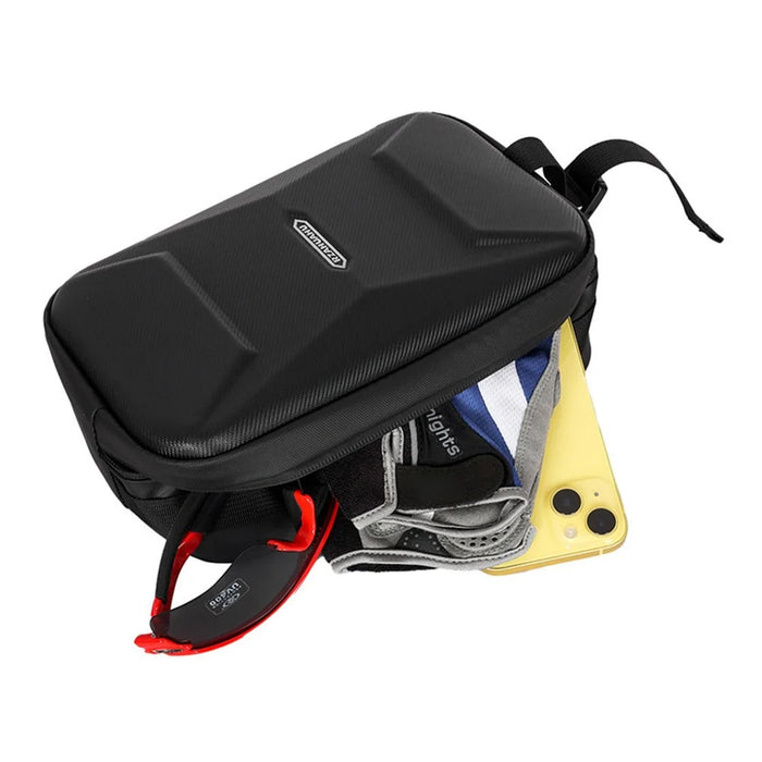 RZAHUAHU 591 3L Hard Shell Bicycle Handlebar Bag Waterproof PU Bike Front Bag - Black - 6