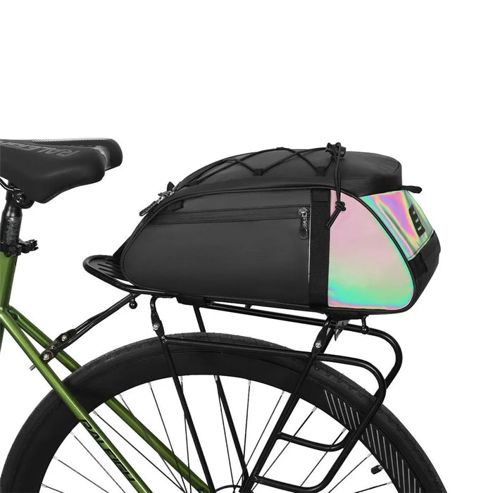 YA594 Polyester+PU Leather Bicycle Rear Rack Storage Bag Waterproof Bike Tail Pack - Black+Colorful - 1