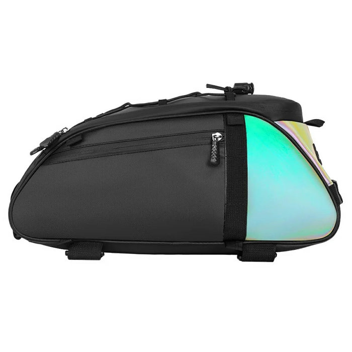 YA594 Polyester+PU Leather Bicycle Rear Rack Storage Bag Waterproof Bike Tail Pack - Black+Colorful - 4