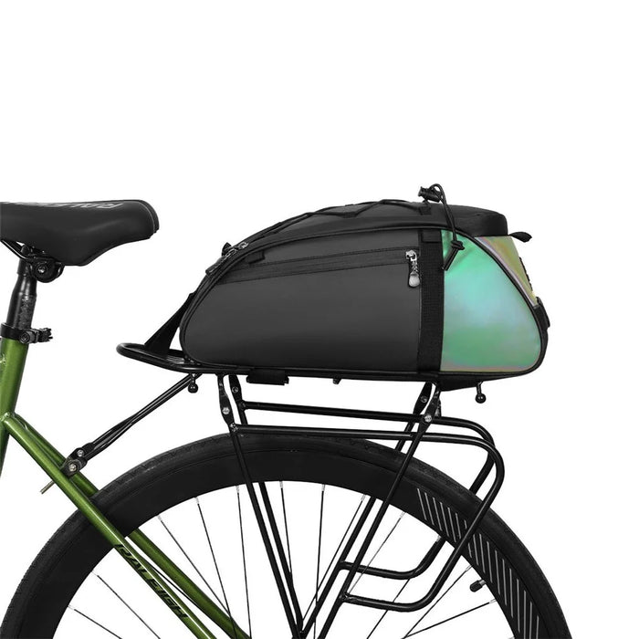 YA594 Polyester+PU Leather Bicycle Rear Rack Storage Bag Waterproof Bike Tail Pack - Black+Colorful - 5