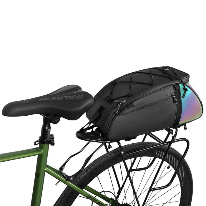 YA594 Polyester+PU Leather Bicycle Rear Rack Storage Bag Waterproof Bike Tail Pack - Black+Colorful - 6