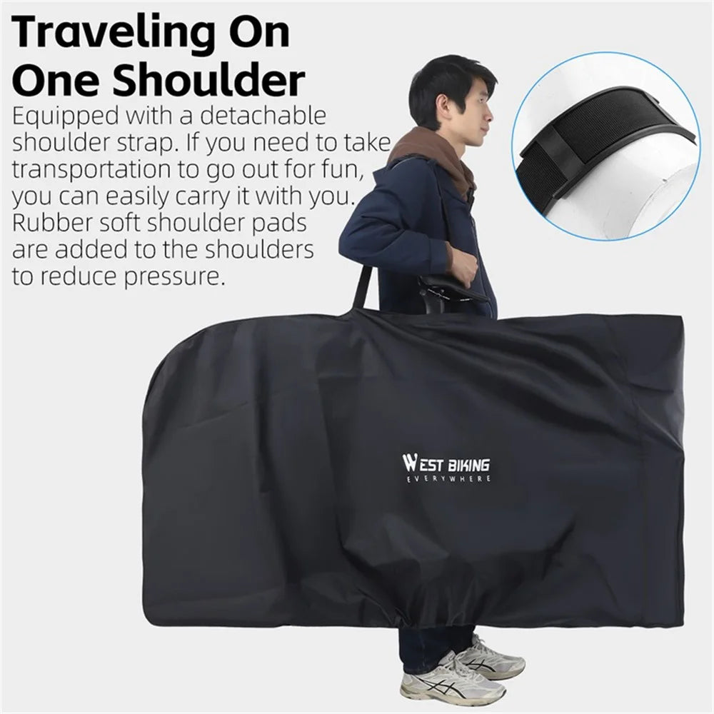 WEST BIKING YP0719366 420D PU 27.5-Inch 700C Road Bike Carrying Bag MTB Bicycle Transport Bag - 4