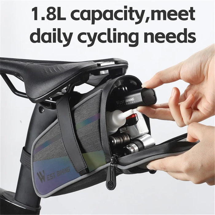 WEST BIKING YP0707358 Bike Rear Saddle Bag Colorful Reflective Bicycle Tail Storage Bag - 5