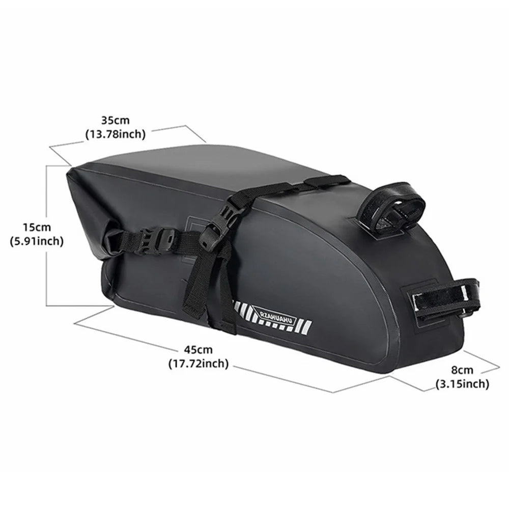 RZAHUAHU YA397-2 15L Large Capacity Bicycle Rear Bag Waterproof Cycling Storage Bag - Black - 7