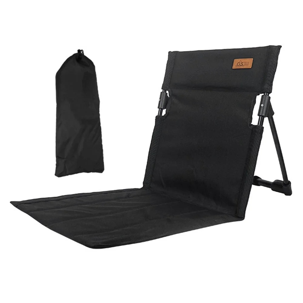 CLS Folding Camping Picnic Chairs Seat Mat Stadium Seating with Storage Pouch - Black - 1