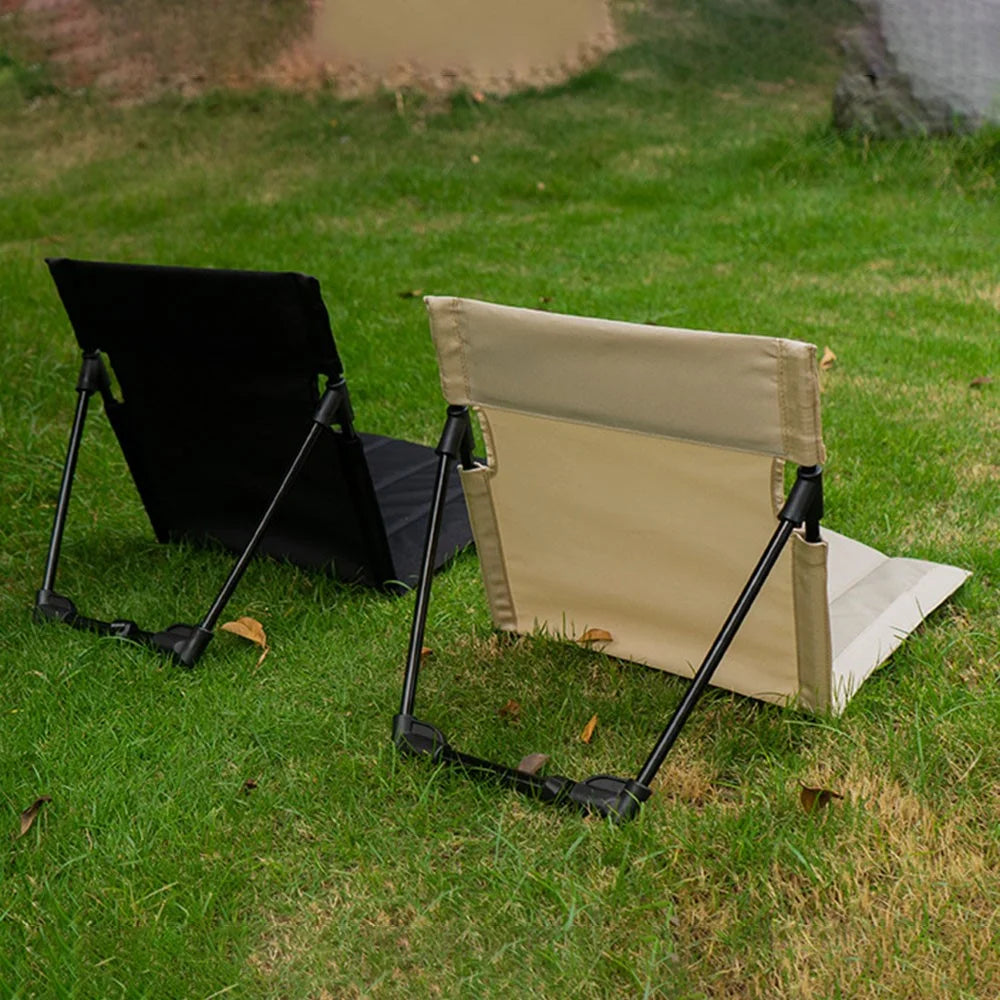 CLS Folding Camping Picnic Chairs Seat Mat Stadium Seating with Storage Pouch - Black - 5