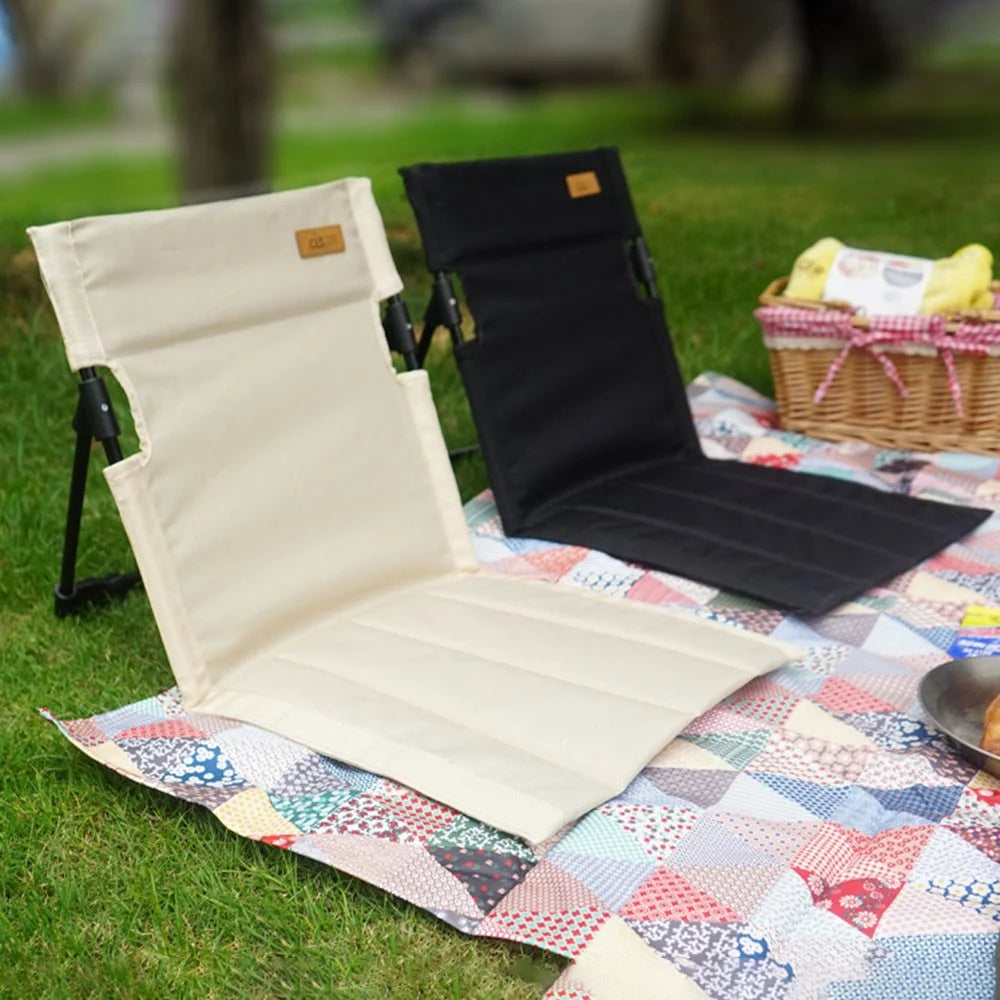 CLS Folding Camping Picnic Chairs Seat Mat Stadium Seating with Storage Pouch - Black - 6
