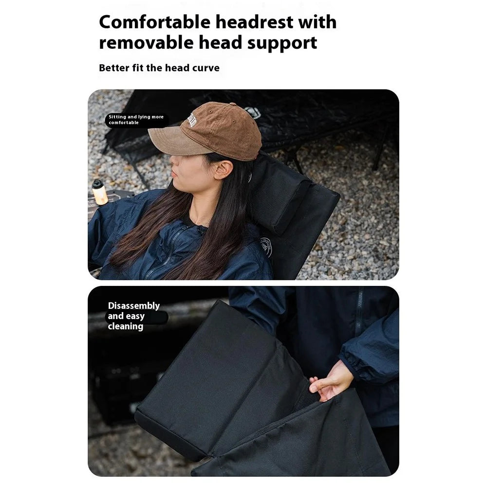 SHINETRIP A507 4 Level Adjustable Recliner Outdoor Camping Folding Chair with Detachable Headrest - Black - 3
