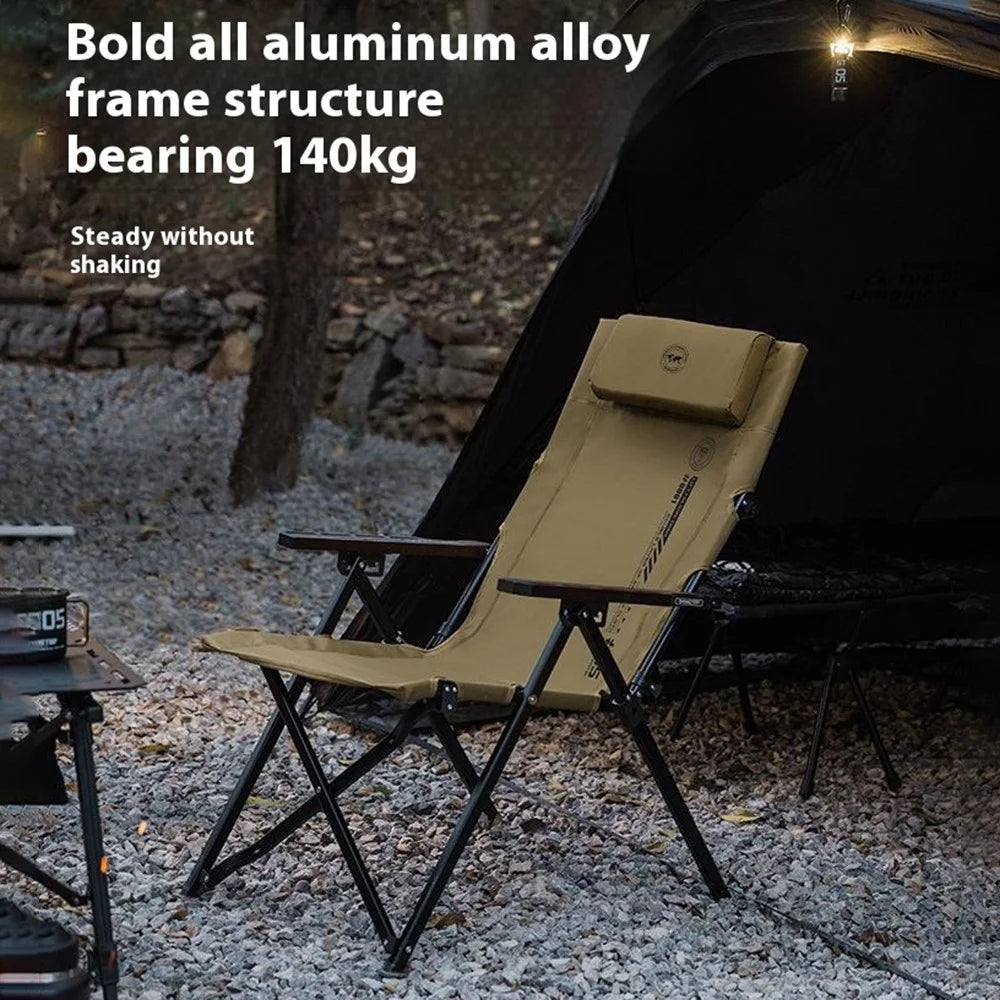SHINETRIP A507 4 Level Adjustable Recliner Outdoor Camping Folding Chair with Detachable Headrest - Black - 6