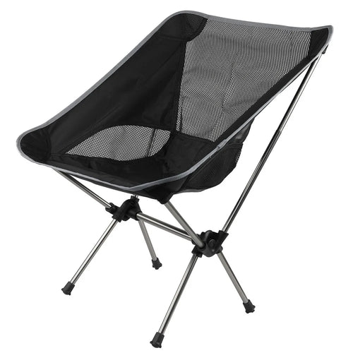 HS-334 1200D Oxford Fabric Outdoor Camping Moon Chair Ultra Light Aluminum Alloy Folding Chair - Tarnish Grey - 1