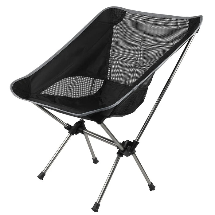 HS-334 1200D Oxford Fabric Outdoor Camping Moon Chair Ultra Light Aluminum Alloy Folding Chair - Tarnish Grey - 1