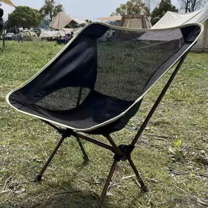 HS-334 1200D Oxford Fabric Outdoor Camping Moon Chair Ultra Light Aluminum Alloy Folding Chair - Tarnish Grey - 2