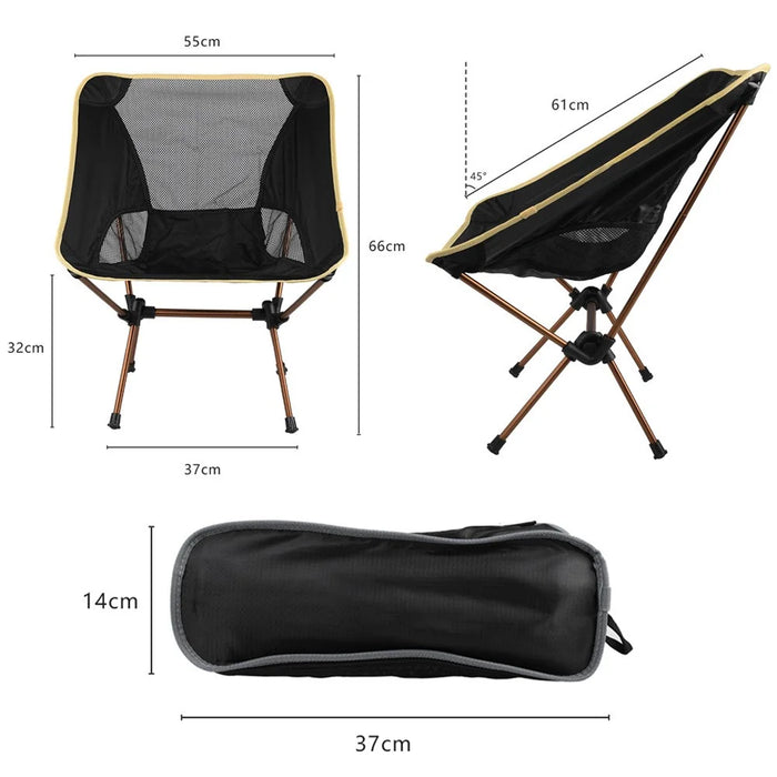 HS-334 1200D Oxford Fabric Outdoor Camping Moon Chair Ultra Light Aluminum Alloy Folding Chair - Tarnish Grey - 6