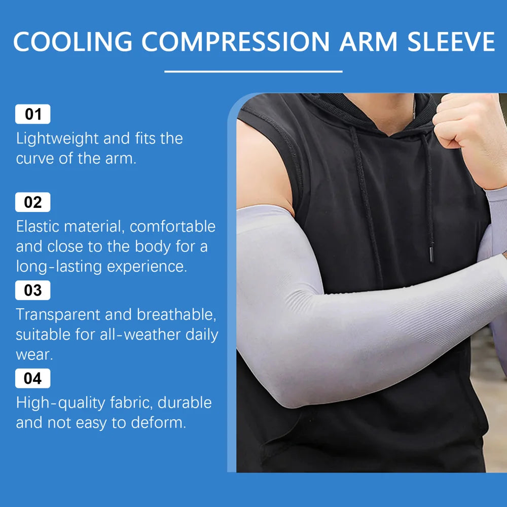 HOUKEA 1 Pair Cooling Compression Arm Sleeve Nylon Breathable Joint Pain Relief for Sports - 4