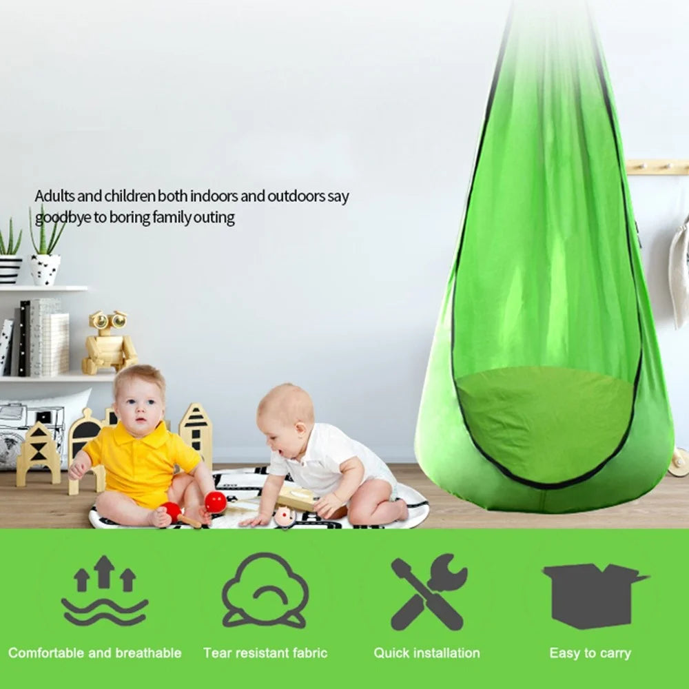 YELANGEZU 140x70cm Hammock Chair Garden Backyard Children Hanging Swing Chair with Inflatable Cushion - Green - 3