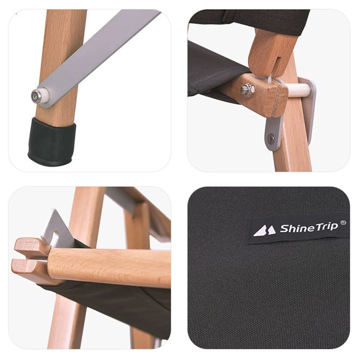 SHINETRIP A375 Camping Portable Folding Beech Wood Chair Beach Chair Outdoor Chair for Hiking Traveling - Green - 7
