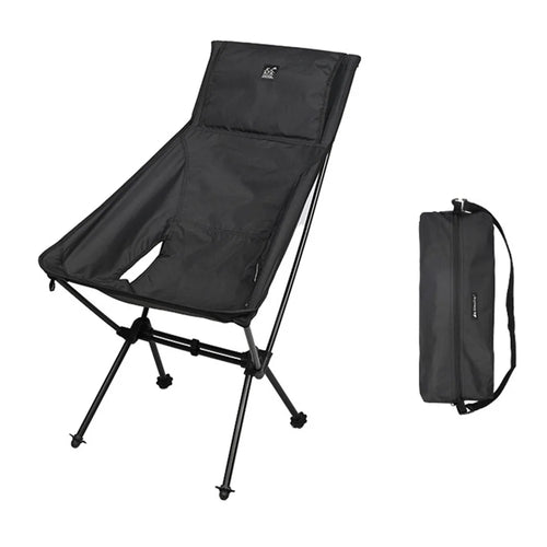 SHINETRIP A429 Camping Fishing Folding Chair High Back Portable Moon Chair Beach Hiking Picnic Seat - Black - 1