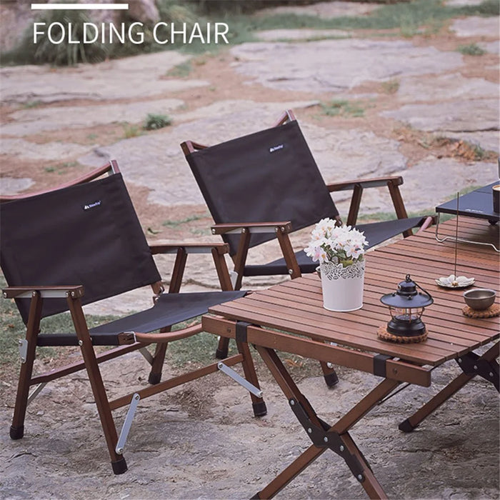 SHINETRIP A375 Outdoor Portable Wooden Beach Chair Black Walnut Camping Folding Chair - Black - 2