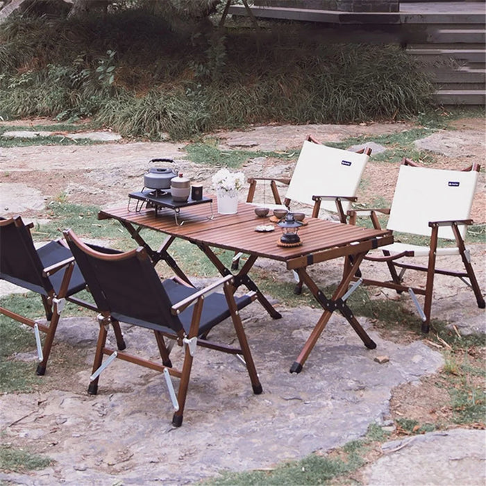 SHINETRIP A375 Outdoor Portable Wooden Beach Chair Black Walnut Camping Folding Chair - Black - 3