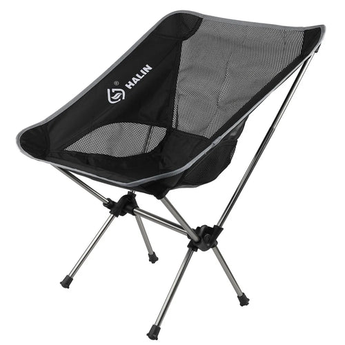 HALIN HS-334 Portable Folding Chair Aluminum Alloy Pole 1200D Oxford Cloth Camping Backrest Chair - Grey - 1