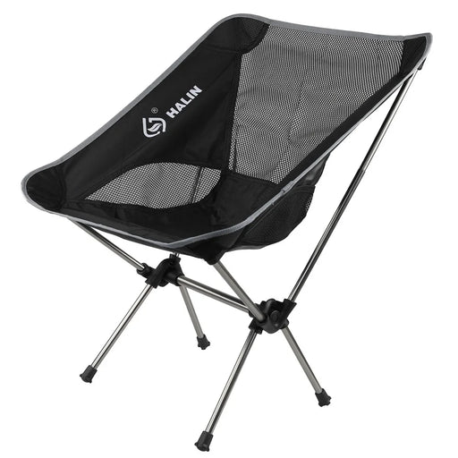 HALIN HS-334 Portable Folding Chair Aluminum Alloy Pole 1200D Oxford Cloth Camping Backrest Chair - Grey - 1