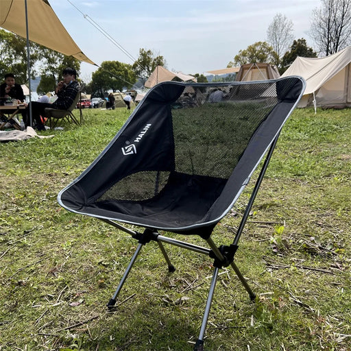 HALIN HS-334 Portable Folding Chair Aluminum Alloy Pole 1200D Oxford Cloth Camping Backrest Chair - Grey - 2