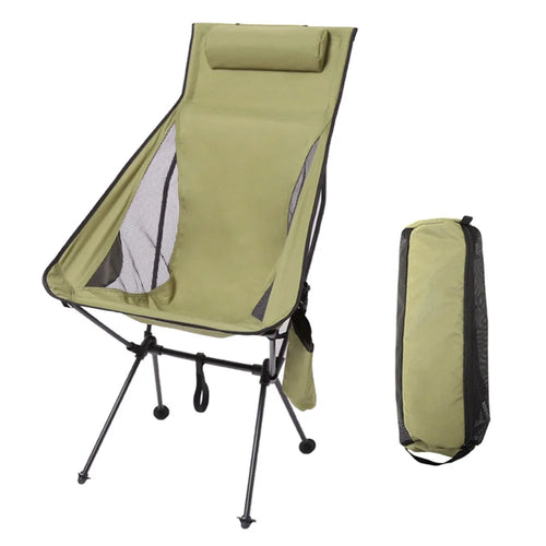 HALIN Portable Foldable Chair Aluminum Alloy Pole 600D Oxford Cloth Camping Fishing Chair - Army Green - 1