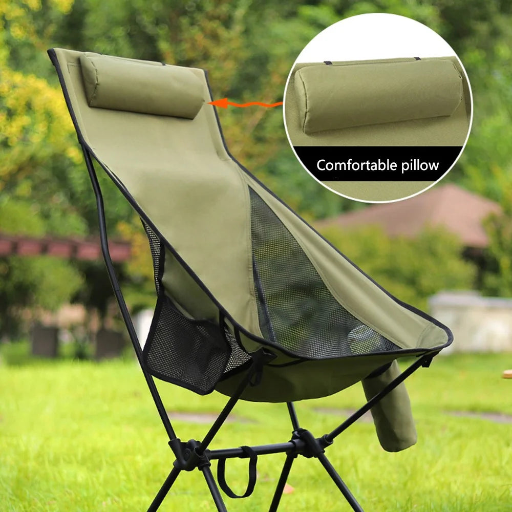 HALIN Portable Foldable Chair Aluminum Alloy Pole 600D Oxford Cloth Camping Fishing Chair - Army Green - 3