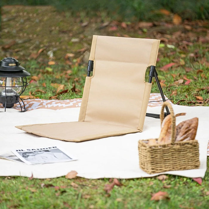 AOTU Foldable Camping Chair Outdoor Garden Park Lazy Chair Beach Backrest Chair - Beige - 6