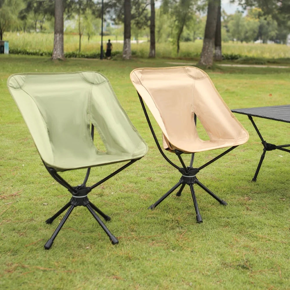 HALIN Outdoor Folding Chair 360 Degree Rotation Portable Moon Chair for Camping Hiking Fishing - Coffee - 6